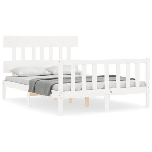 Sengeramme uden madras 140x190 cm massivt fyrretræ hvid