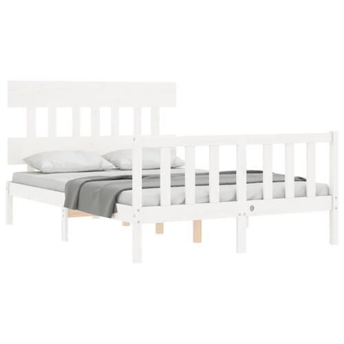 Sengeramme uden madras 140x190 cm massivt fyrretræ hvid