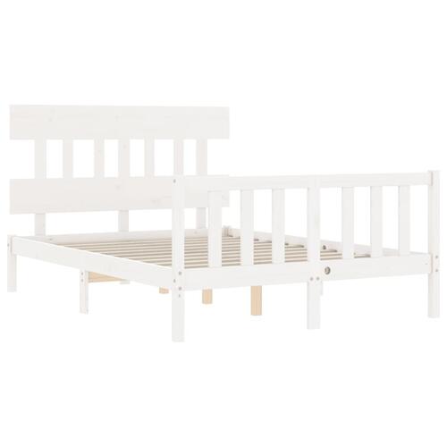 Sengeramme uden madras 140x190 cm massivt fyrretræ hvid