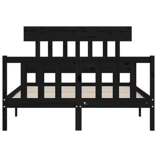 Sengeramme med sengegavl 140x190 cm massivt træ sort