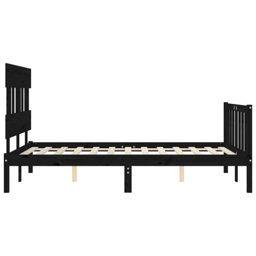 Sengeramme med sengegavl 140x190 cm massivt træ sort