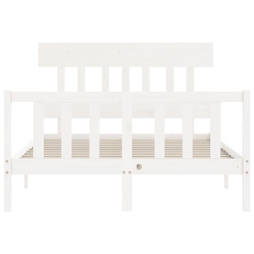 Sengeramme med sengegavl 140x200 cm massivt træ hvid