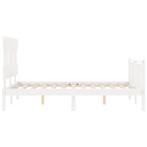 Sengeramme med sengegavl 140x200 cm massivt træ hvid