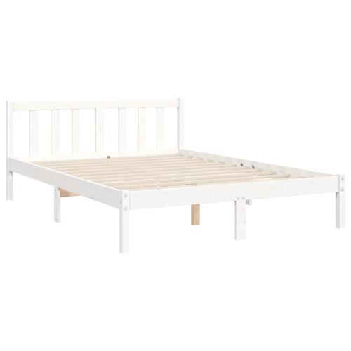 Sengeramme med sengegavl 140x200 cm massivt træ hvid
