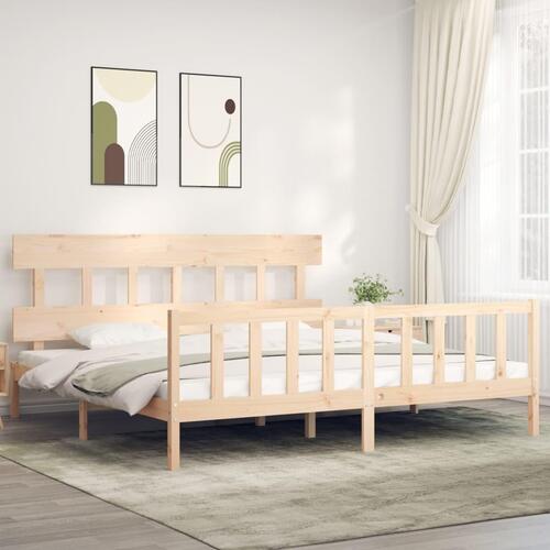 Sengeramme med sengegavl Super King Size massivt træ