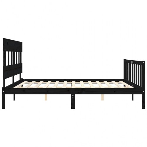 Sengeramme med sengegavl Super King Size massivt træ sort