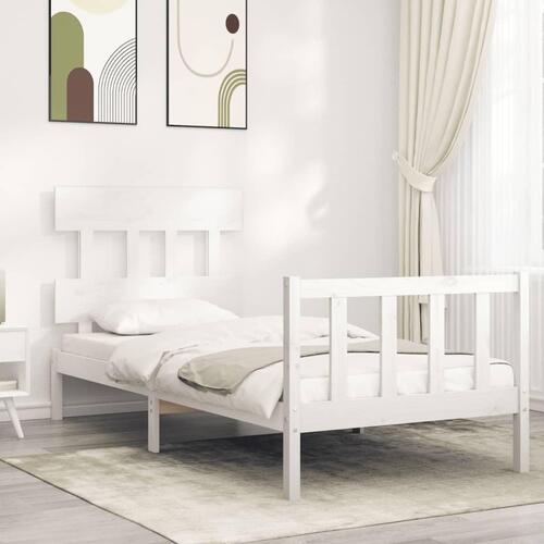 Sengeramme uden madras 100x200 cm massivt fyrretræ hvid