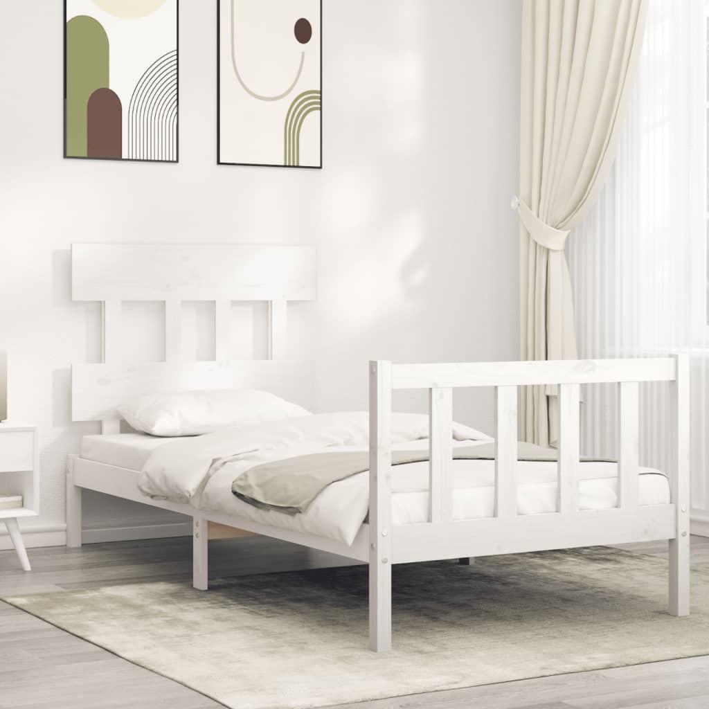 Sengeramme uden madras 100x200 cm massivt fyrretræ hvid