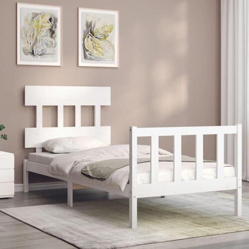 Sengeramme uden madras 100x200 cm massivt fyrretræ hvid