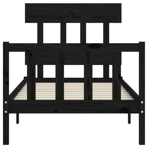 Sengeramme med sengegavl 100x200 cm massivt træ sort