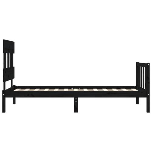 Sengeramme med sengegavl 100x200 cm massivt træ sort