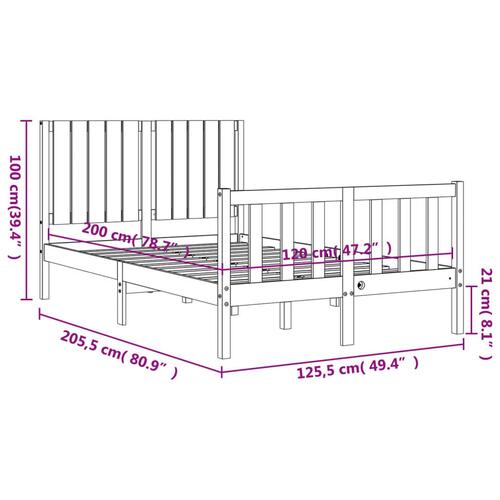 Sengeramme uden madras 120x200 cm massivt fyrretræ hvid