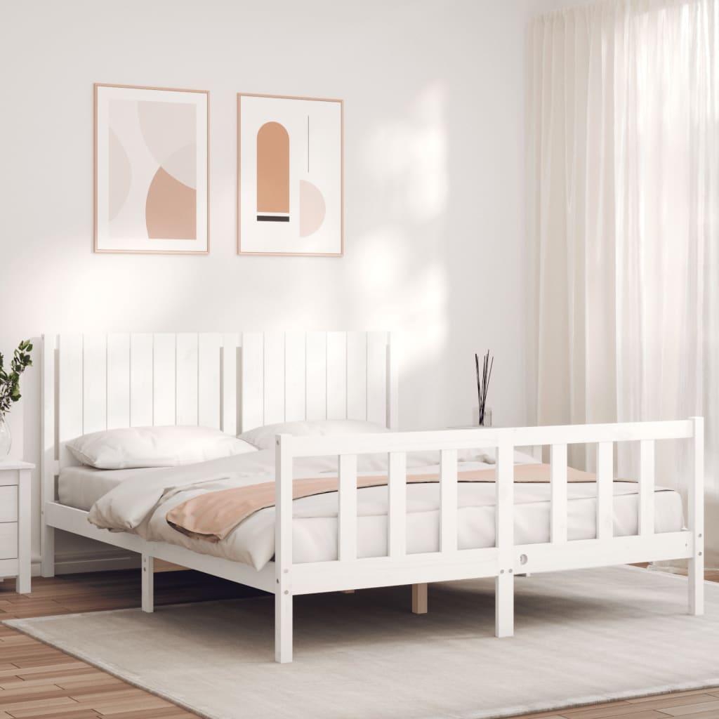 Sengeramme uden madras 160x200 cm massivt fyrretræ hvid