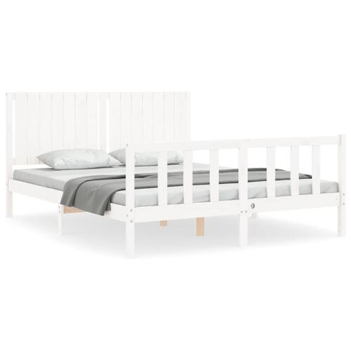 Sengeramme uden madras 160x200 cm massivt fyrretræ hvid