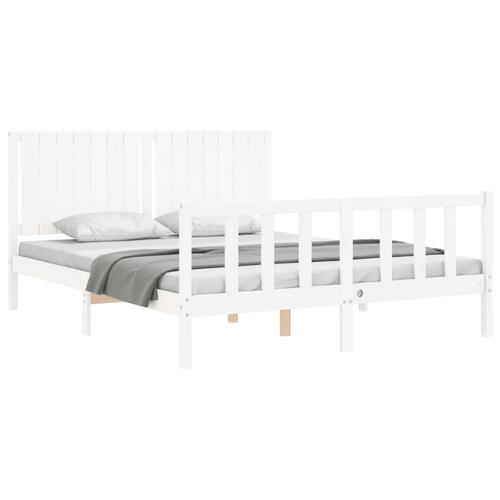 Sengeramme uden madras 160x200 cm massivt fyrretræ hvid