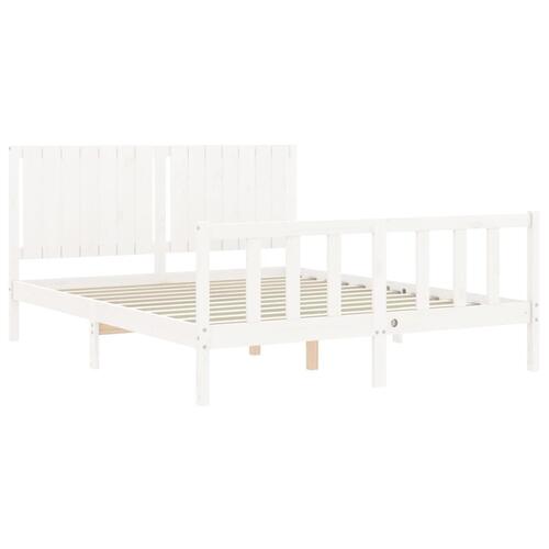 Sengeramme uden madras 160x200 cm massivt fyrretræ hvid