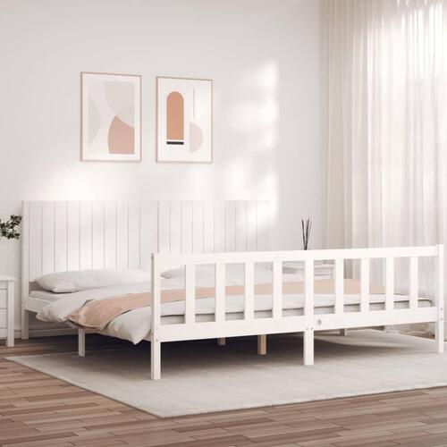 Sengeramme uden madras 200x200 cm massivt fyrretræ hvid