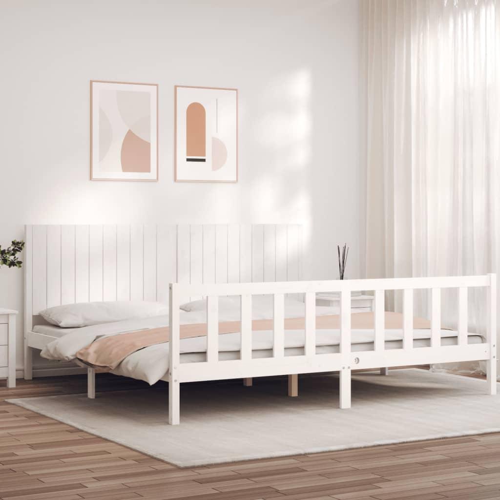 Sengeramme uden madras 200x200 cm massivt fyrretræ hvid