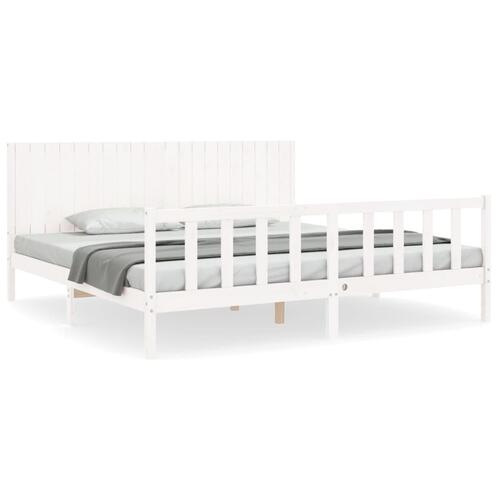 Sengeramme uden madras 200x200 cm massivt fyrretræ hvid