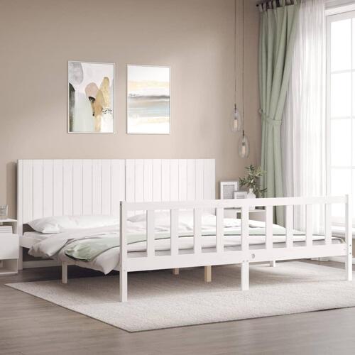 Sengeramme uden madras 200x200 cm massivt fyrretræ hvid
