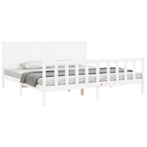 Sengeramme uden madras 200x200 cm massivt fyrretræ hvid