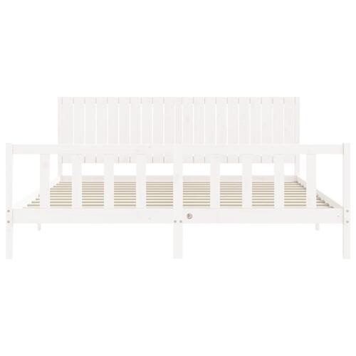 Sengeramme uden madras 200x200 cm massivt fyrretræ hvid