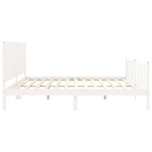 Sengeramme uden madras 200x200 cm massivt fyrretræ hvid