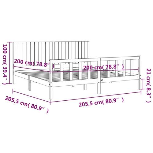 Sengeramme uden madras 200x200 cm massivt fyrretræ hvid