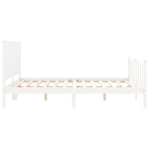 Sengeramme med sengegavl kingsize massivt træ hvid