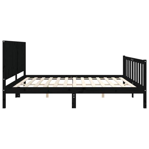Sengeramme med sengegavl 200x200 cm massivt træ sort