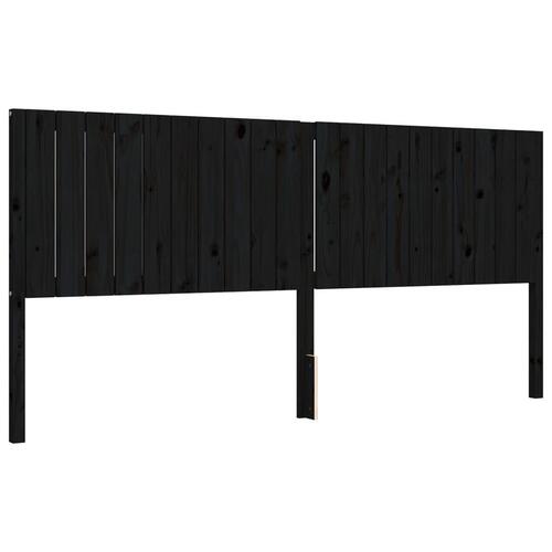 Sengeramme med sengegavl 200x200 cm massivt træ sort