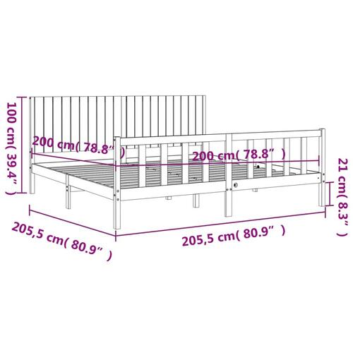 Sengeramme med sengegavl 200x200 cm massivt træ sort