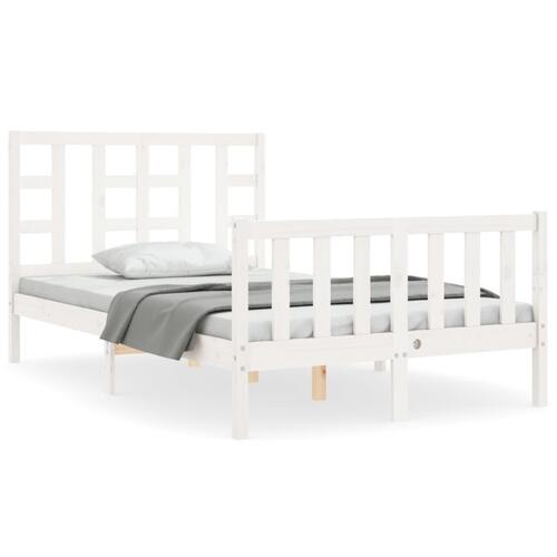 Sengeramme med sengegavl Small Double massivt træ hvid