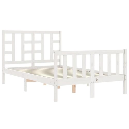 Sengeramme med sengegavl Small Double massivt træ hvid