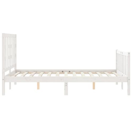 Sengeramme med sengegavl Small Double massivt træ hvid