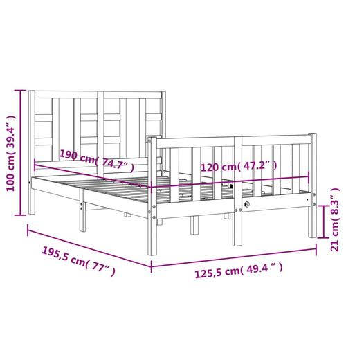 Sengeramme med sengegavl Small Double massivt træ hvid