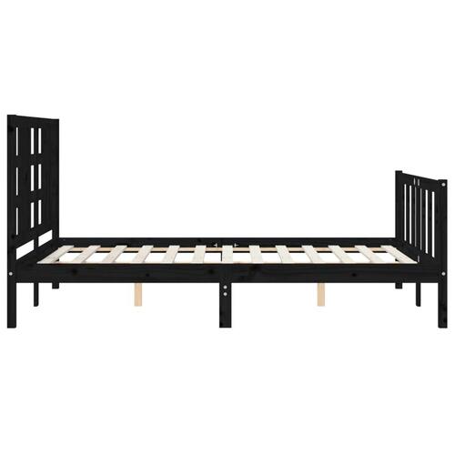 Sengeramme med sengegavl 140x190 cm massivt træ sort
