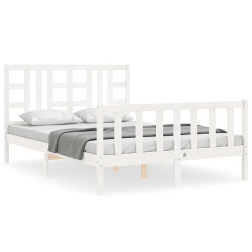 Sengeramme uden madras 140x190 cm massivt fyrretræ hvid