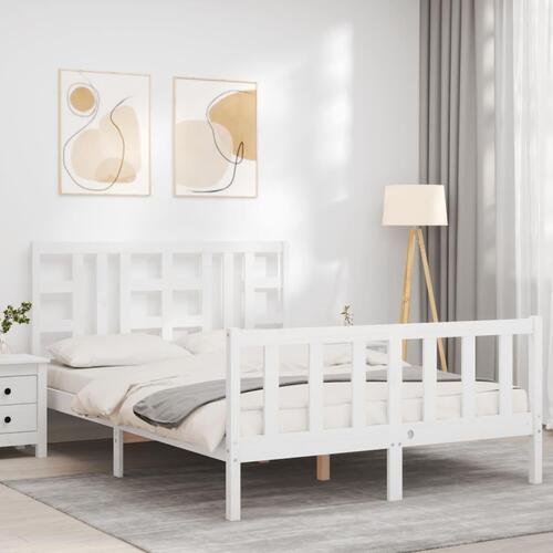 Sengeramme uden madras 140x190 cm massivt fyrretræ hvid