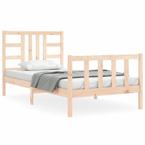 Sengeramme med sengegavl 90x200 cm massivt træ