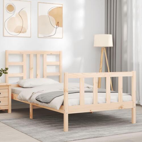 Sengeramme med sengegavl 90x200 cm massivt træ