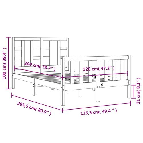 Sengeramme uden madras 120x200 cm massivt fyrretræ hvid