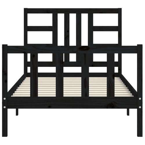 Sengeramme med sengegavl 100x200 cm massivt træ sort