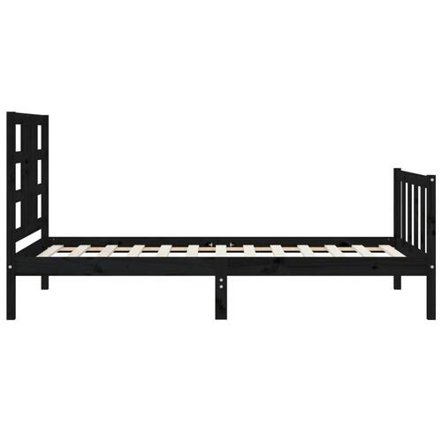 Sengeramme med sengegavl 100x200 cm massivt træ sort