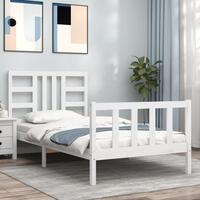 Sengeramme uden madras 100x200 cm massivt fyrretræ hvid