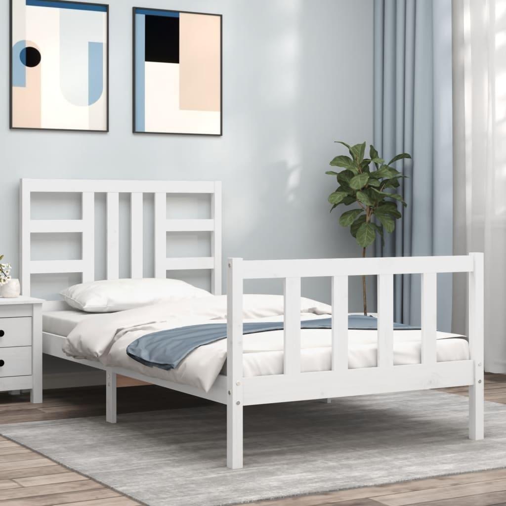 Sengeramme uden madras 100x200 cm massivt fyrretræ hvid