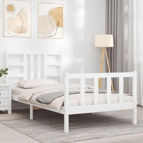 Sengeramme uden madras 100x200 cm massivt fyrretræ hvid
