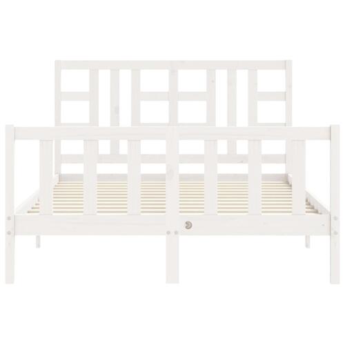 Sengeramme med sengegavl kingsize massivt træ hvid