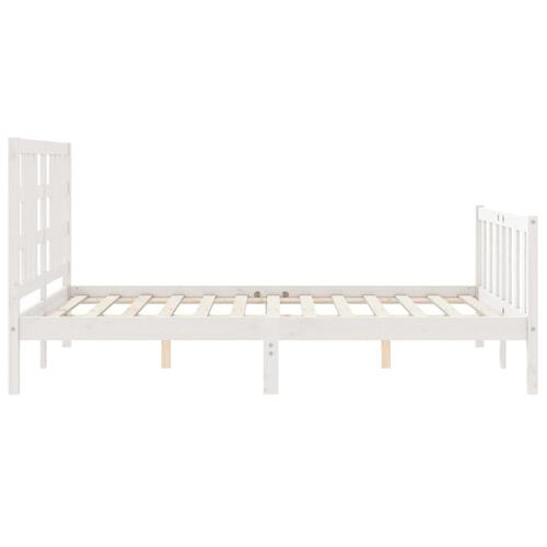 Sengeramme med sengegavl kingsize massivt træ hvid
