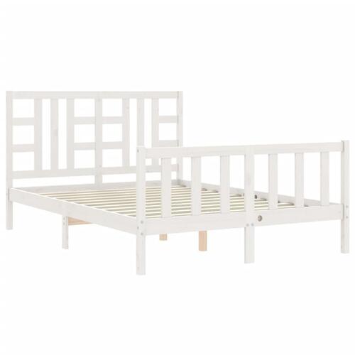 Sengeramme med sengegavl 140x200 cm massivt træ hvid